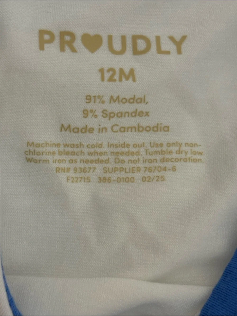 NWT Proudly Baby Bodysuit 12M Ivory Elephant Butterfly JCPenney